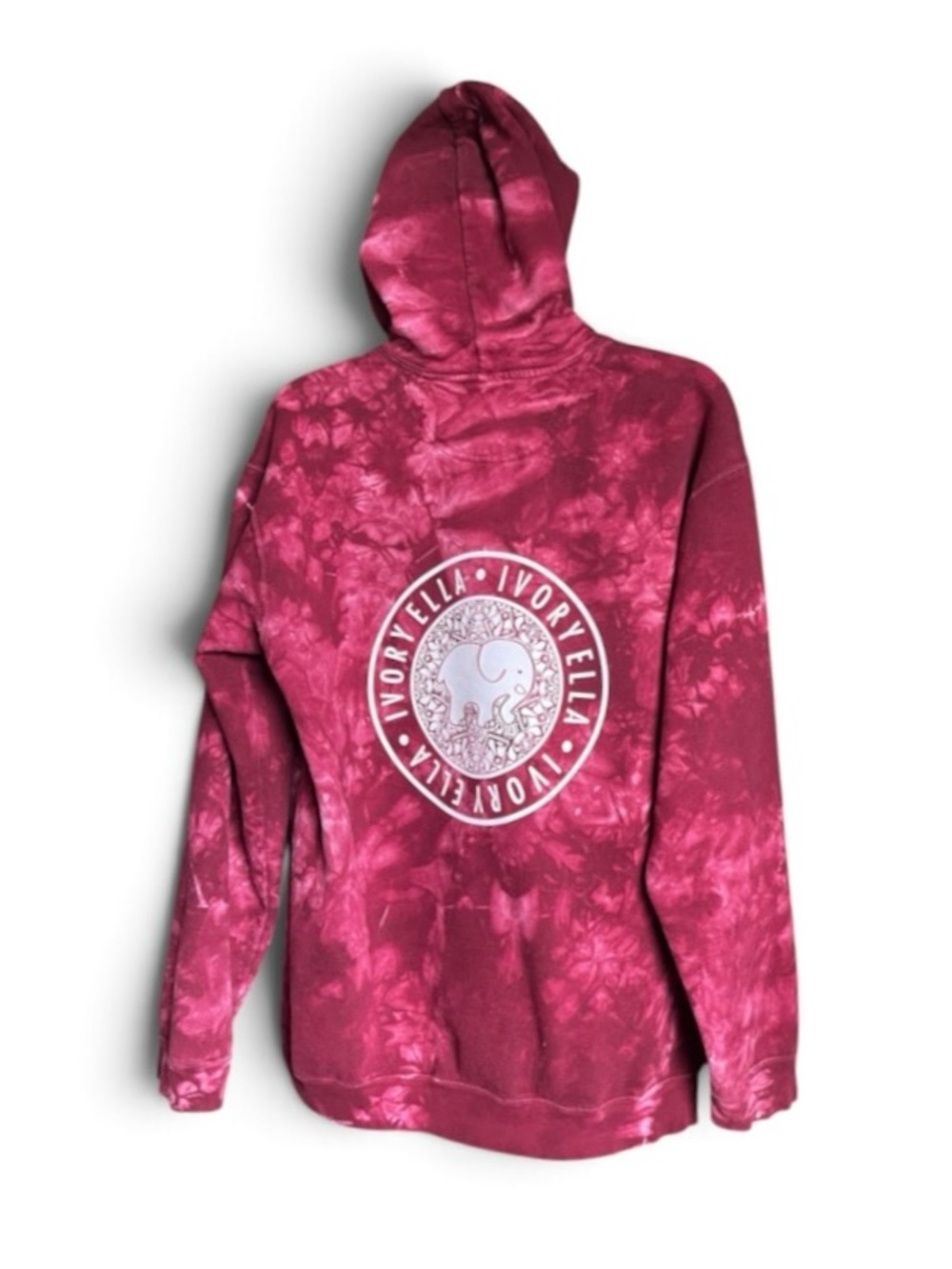 Ivory Ella Tie Dye Elephant Hoodie Sweatshirt Burgundy Maroon | Size M - Picture 3 of 7